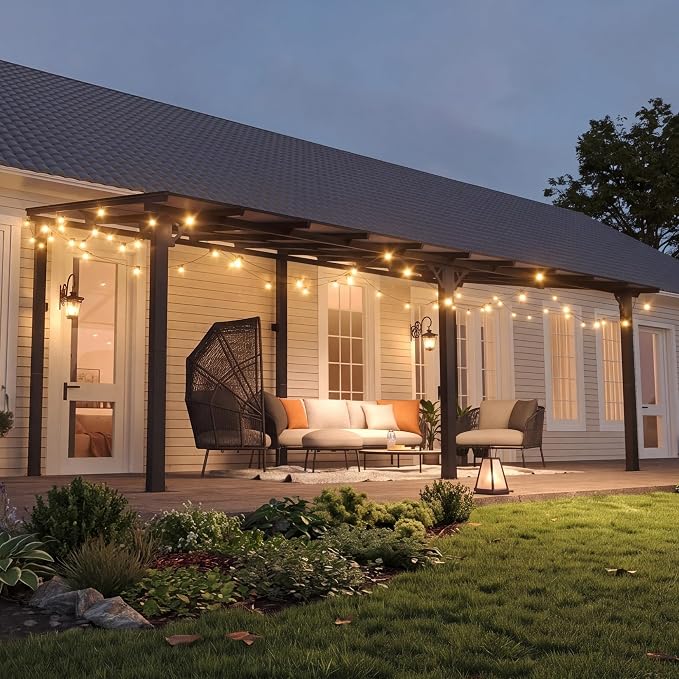 10' x 20' Lean to Gazebo Pergola, Hardtop Gazebo Metal Large Galvanized Steel - Image 9