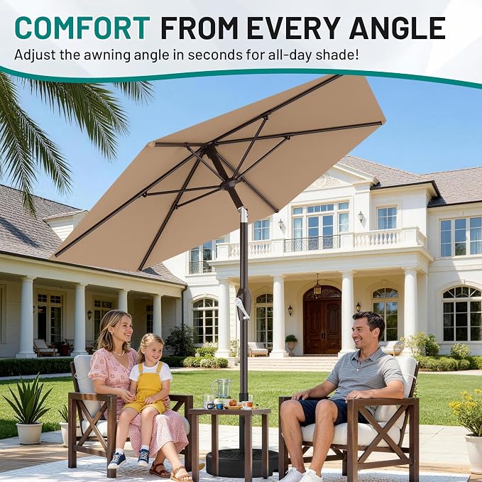 7.5FT Patio Umbrella Table Market Umbrella w/Tilt and Crank, Heavy-Duty Outdoor - Image 5
