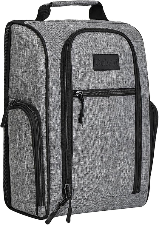 Goloni Golf Shoe Bag for Men & Women, Padded Travel Shoe Bag with Side Accessory Pockets,Sport Shoe Carrier for Golf Shoes,Socks,Tees & Balls,Durable & Lightweight Design (Gray)