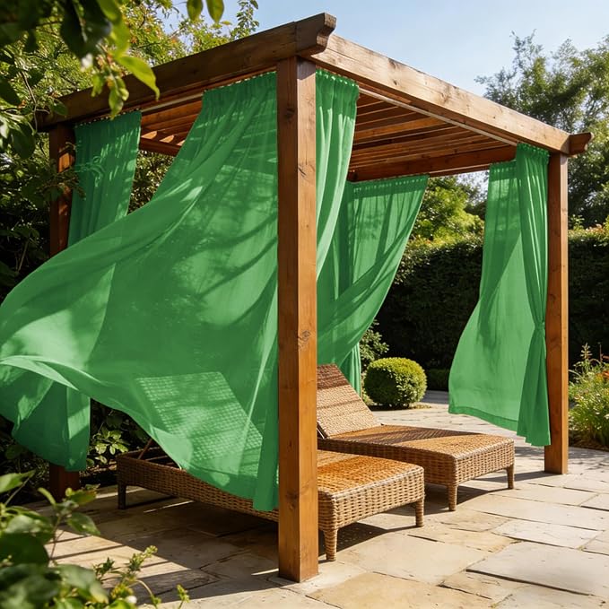Outdoor Sheer Curtains for Patio Waterproof, 4 Panels Rod Pocket Indoor/Outdoor - Image 4