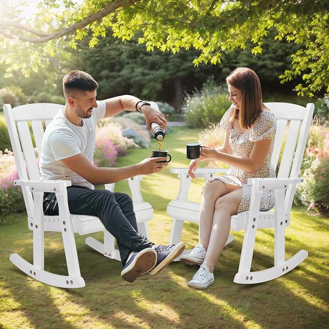 VINGLI Outdoor Rocking Chair Set of 2, Heavy Duty 600 LBS Rocker, Weatherproof - Image 7