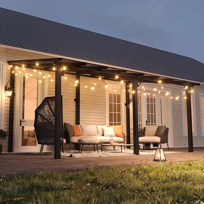 10' x 16' Lean to Gazebo Pergola, Hardtop Gazebo Metal Large Galvanized Steel - Image 2