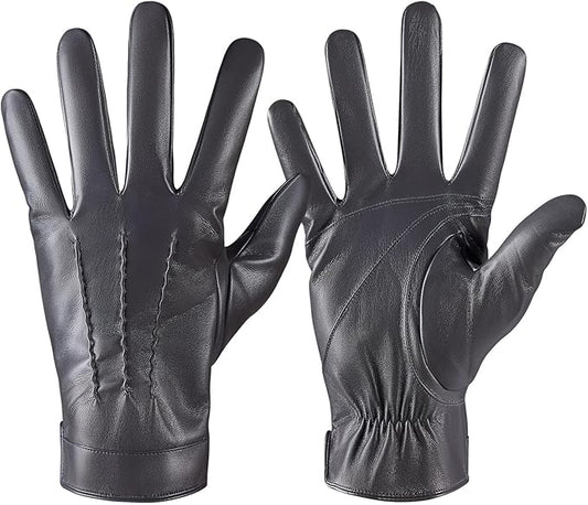 Winter Leather Gloves for Men,Touchscreen Snow Driving Gloves with Cashmere Lining for Motorcycle Driving Riding…
