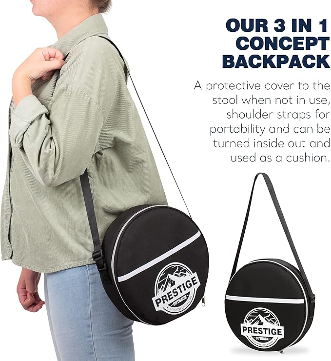 3-in-1 Cushion Carry Case for Round Telescopic Stools, Collapsible Stool Chair Pads with Thickened Foam Cushion, Fits All Round Retractable Folding Stools (Case Only), 2-Pack, Black