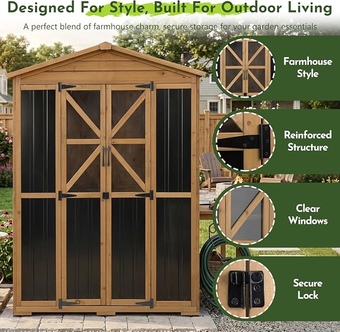 Outdoor Wooden Storage Shed Cabinet - Image 3