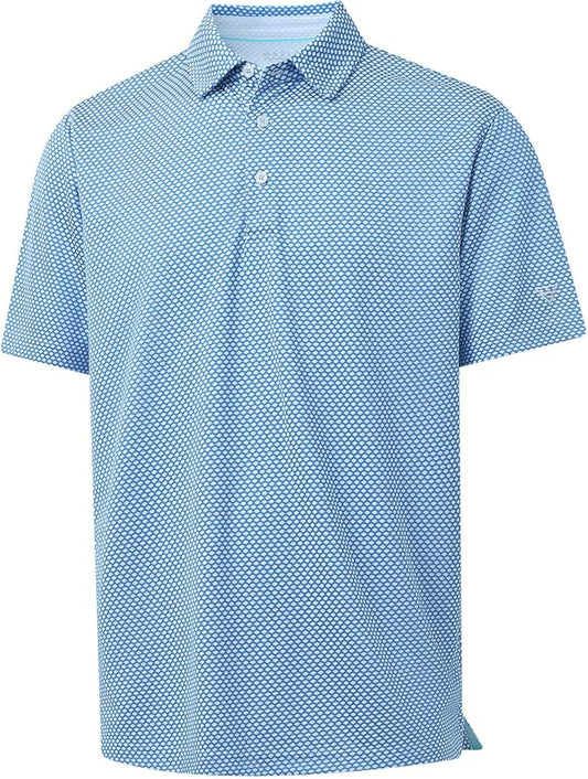 M MAELREG Golf Shirts for Men Moisture Wicking Jacquard Breathable Performance Dry Fit Collared Mens Polo Shirts Short Sleeve
