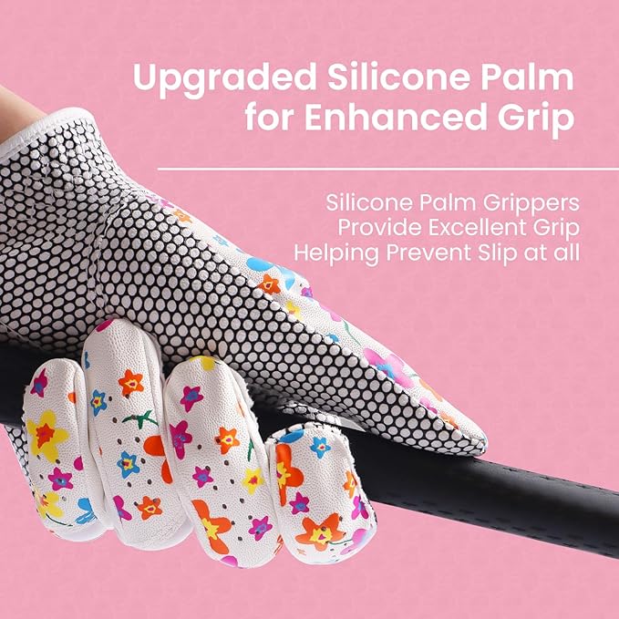 FINGER TEN Non Slip Golf Gloves Women 2 Pack for Left Right Handed Golfers, All Weather Grip & Comfortable Glove for Serious Performance, Fit Size Medium Small Large