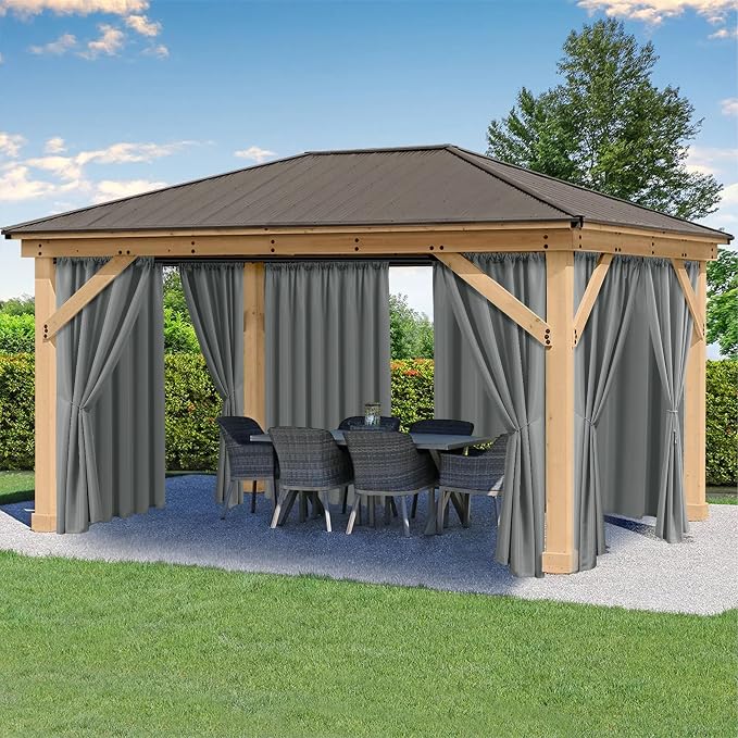 Outdoor Curtains for Patio Waterproof Rod Pocket 4 Pcs 54x84 Inch Grey | by HolidayIdeas