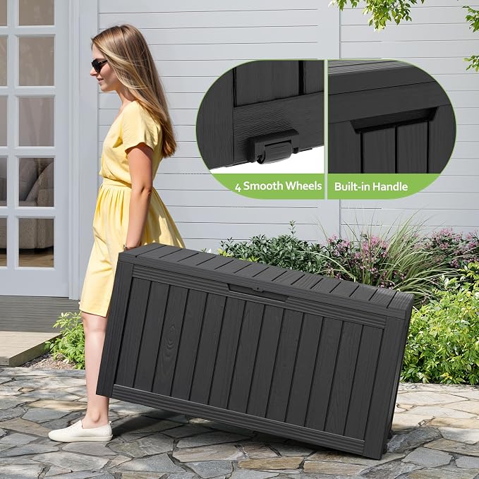 Deck Box, 82 Gallon Resin Indoor and Outdoor Storage Box Waterproof - Image 3
