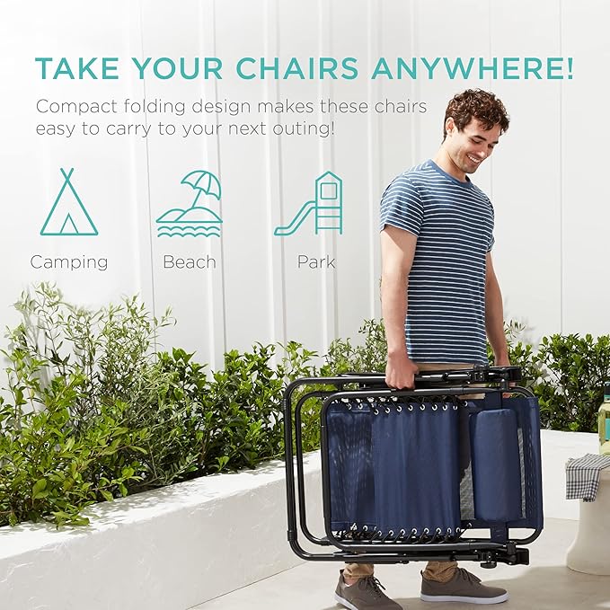 Best Choice Products Set of 2 Adjustable Steel Mesh Zero Gravity Lounge Chair - Image 5
