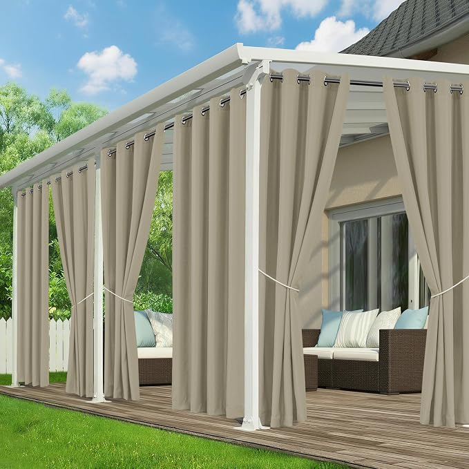 Patio Curtains Outdoor Waterproof, Privacy Drapes | Weatherproof & Sun Blocking by RichSets