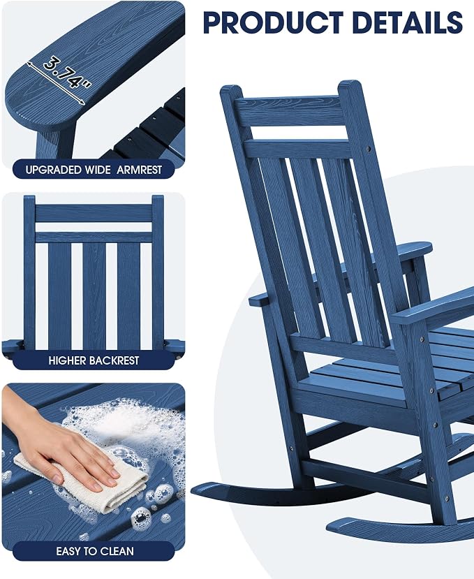 Oversized Outdoor Rocking Chair, HDPE Patio Rockers - Image 6