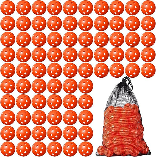 80 Pack Practice Golf Balls Limited Flight 42 mm Golf Training Airflow Hollow Plastic Ball for Women Men Indoor Outdoor Driving Range Swing Practice Home