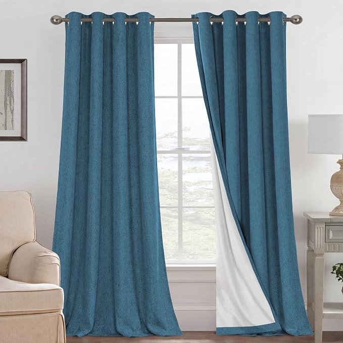 H.VERSAILTEX Blackout Curtains Linen Curtains 120 inches Long 100% Black Out by HVERSAILTEX