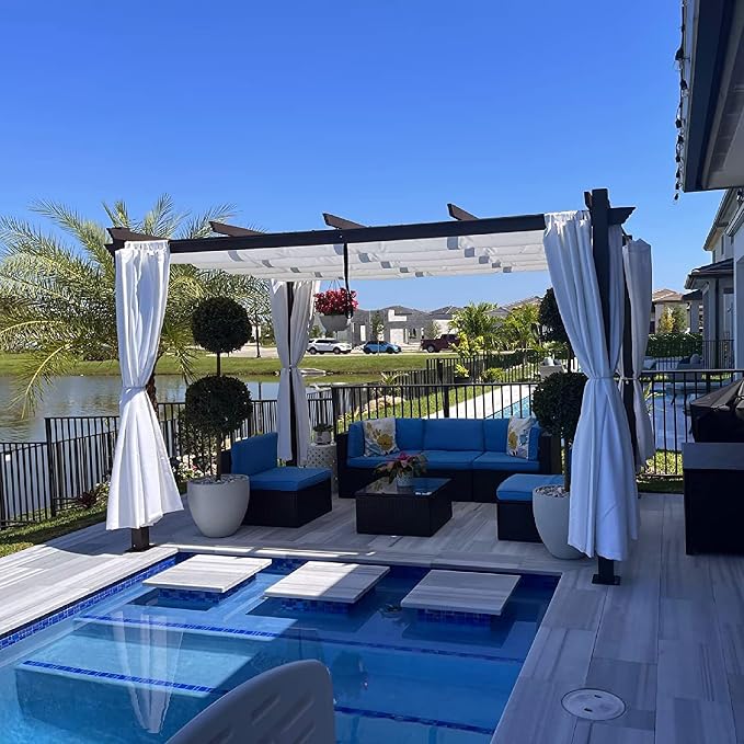 PURPLE LEAF Patio Pergola 10' x 13' Retractable Canopy Metal Frame, All-aluminum by PURPLELEAF
