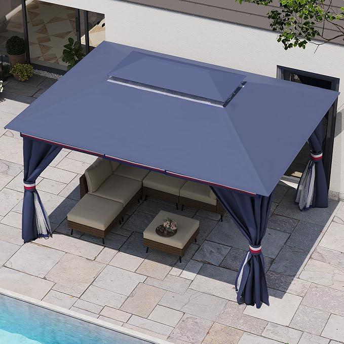 10'x13' Outdoor Gazebo, Metal Frame Heavy Duty Patio Canopy Tent Shelter - Image 4