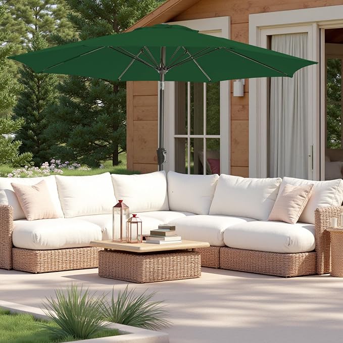 9FT Large Outdoor Patio Umbrella Pool Market Umbrella-UV Resistant, Easy Push - Image 5