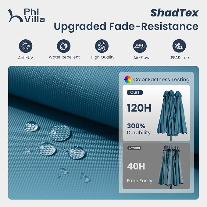 PHI VILLA 15ft Large Outdoor Patio Umbrella - Image 5