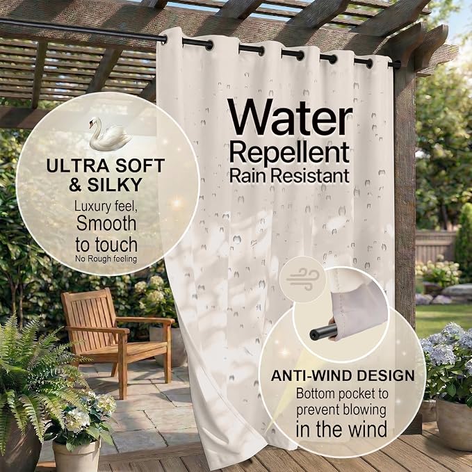 Waterproof Outdoor Curtain W84 x L120 - Image 4