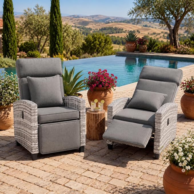 Garvee Outdoor Recliner Chair, Reclining Patio Chairs - Image 3