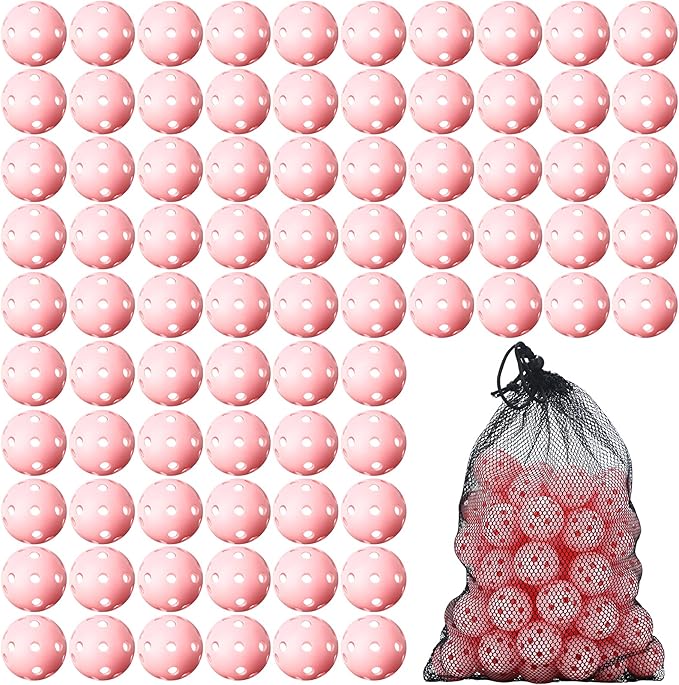80 Pack Practice Golf Balls Limited Flight 42 mm Golf Training Airflow Hollow Plastic Ball for Women Men Indoor Outdoor Driving Range Swing Practice Home
