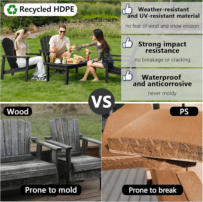 Compact Stackable Adirondack Chairs Set of 2, All-Weather - Image 4