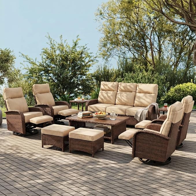 Resort-Grade Recliners Patio Furniture, 6.2" Ultra Thick Cushions | Heavy Duty by VELSCAPE
