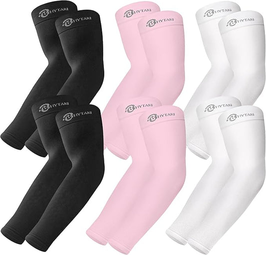 BHYTAKI UV Sun Protection Arm Sleeves, UPF 50 Sports Cooling Arm Compression Sleeves for Men Women Teenager