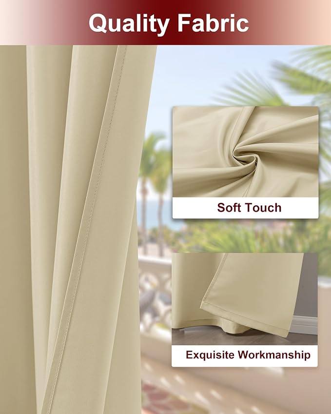 Grommet Outdoor Curtains for Patio Waterproof 8 Pcs 54x120 In Cream | - Image 4