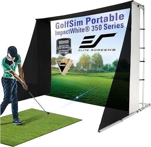 Elite Screens Golf Impact Screen Golf Simulator Impact Screen 8 ft x10 ft, Golf Hitting Screen for Simulator, Enclosed Golf Screen for Training, GolfSim Bay GSP0810-IPW350