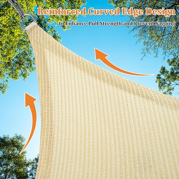 Shade&Beyond Custom Sun Shade Sail 17'x17'x24'TriangleSun Sail Shades Patio UV - Image 5