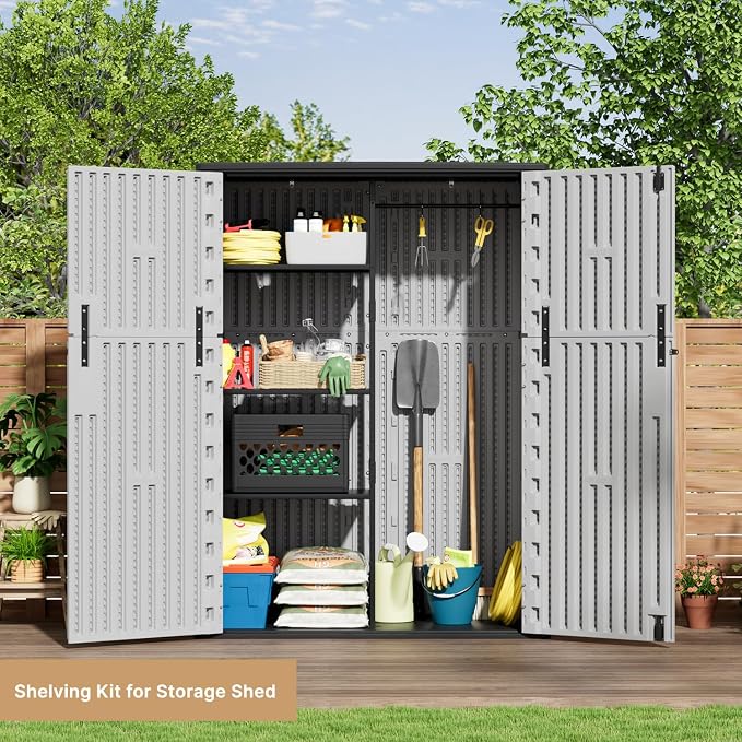 KINYING Outdoor Vertical Storage Shed, 57 Cu.ft Outdoor Storage Cabinet - Image 7