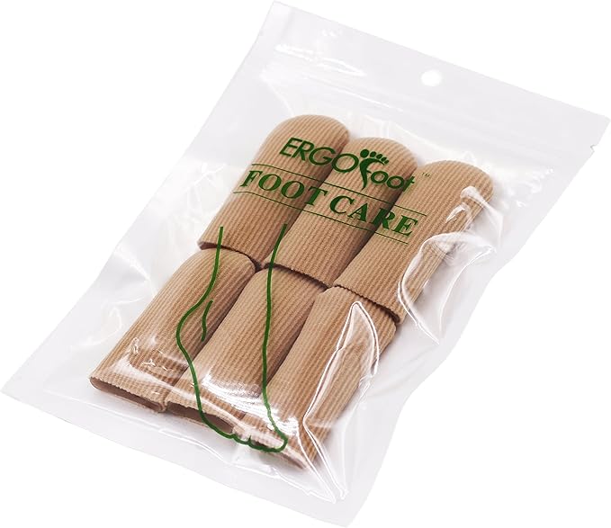 ERGOfoot 6 Pack Toe Caps Close Finger Toe Sleeve Tubes Toe Protectors Gel Rubbing Tube to Prevent Bunions, Hammertoes, Callus, Corn, Blisters(Diameter 2.5cm)