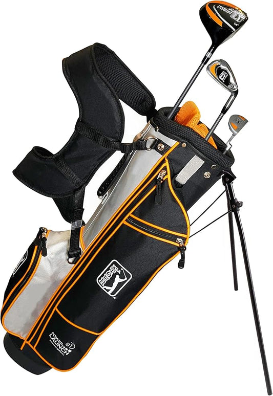 PGA Tour Youth Golf Club Set for Ages 8-12 (4’8”-5’2”) and 12+ (5’2”+), Right and Left-Handed Kids Golf Sets – Beginner Junior Golf Clubs with Lightweight Stand Bag, Mallet Putter, Hybrid, Driver