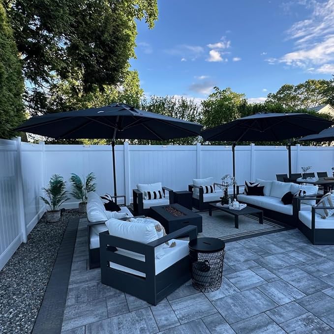 PURPLE LEAF Cantilever Umbrella 10 Feet Round Smooth 360° Rotation Grey | - Image 9