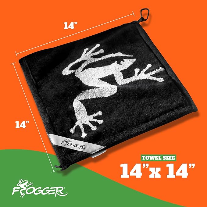 Frogger Amphibian Golf Towel with Wet and Dry Technology, Pink - Golf Bag Accessory for Men and Women with Carabiner Clip
