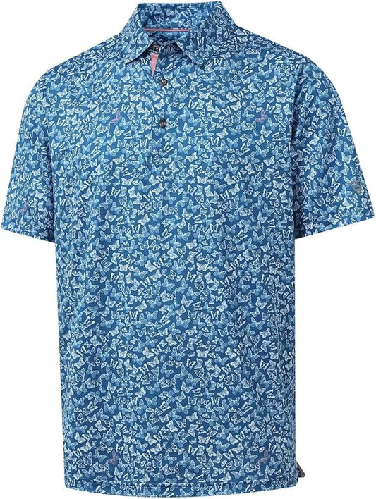 M MAELREG Mens Golf Shirt Short Sleeve Dry Fit Print Moisture Wicking Performance Patterns Collared Polo Shirt