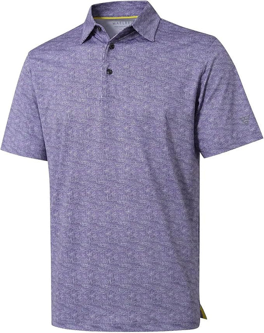 Golf Shirts for Men Dry Fit Short Sleeve Print Performance Moisture Wicking Polo Shirt