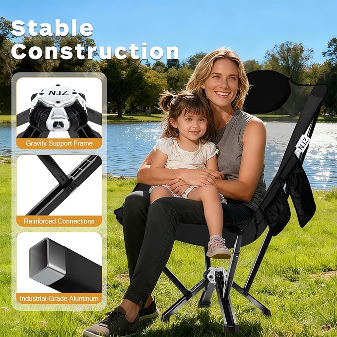 High-Back Folding Chair for Indoor & Outdoor Use — Comfortable Support, Easy Setup, Portable Chair for Home, Patio, Camping & Relaxation