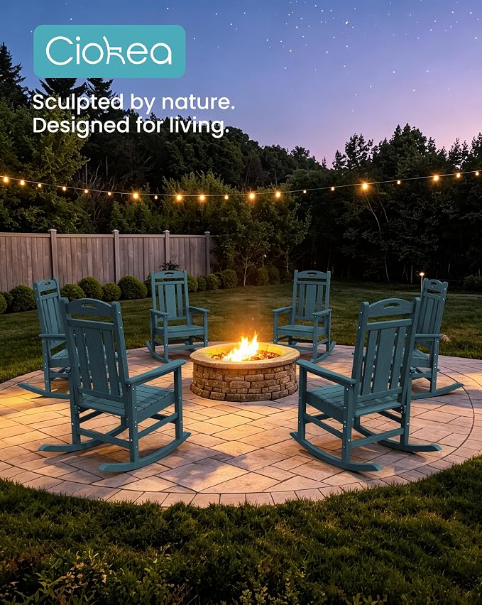Oversized Outdoor Rocking Chairs Set of 6, 380lbs Heavy-Duty Large Patio Rocker - Image 4