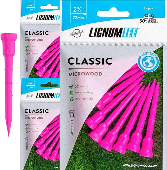 LIGNUM Tee - Classic Golf Tees - Sports Golf Tees - Anti Spin Head, Bio-Based Micro Wood, 50x Durable