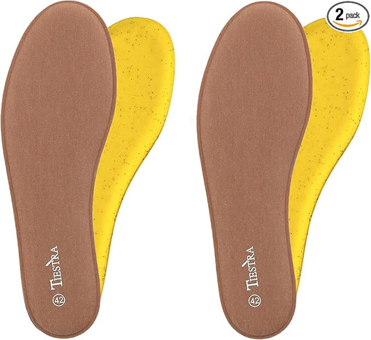 2 Pair -Shoe Inserts for Mens Memory Foam Insoles,Replacement Insoles for Work Boots Running Shoes, Cushion Shock Absorbing for Foot Pain Relief, Comfort Breathable Inner Soles Brown 43EU,US10