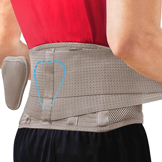 Sparthos Back Support Belt - Immediate Relief from Lower Back Pain, Sciatica, Herniated Disc - Breathable Brace With Lumbar Pad - For Men & Women - Fits 31–38″ Waist (Beige-Small, Check Sizing)