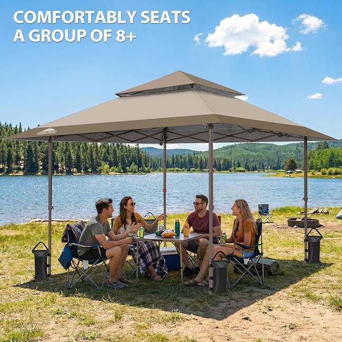 EAGLE PEAK 13x13 Pop Up Canopy Tent, Auto Extended Eaves, Heavy Duty Outdoor - Image 5