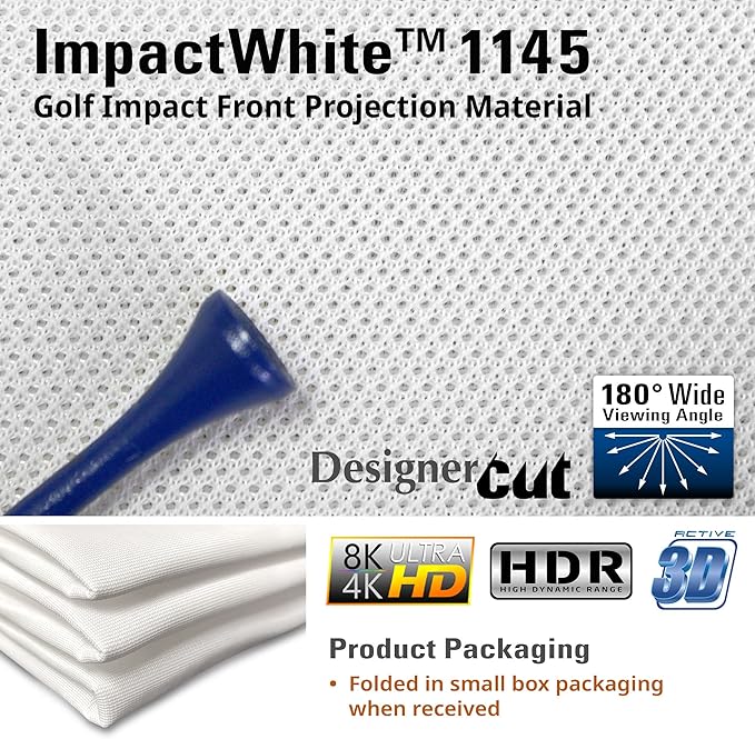 Elite Screens Designer Cut, 10'x10' ImpactWhite DIY Raw Projector Screen Material for Golf/Multi-Sport Simulation, Folded Packing RM-10X10-IPW1145