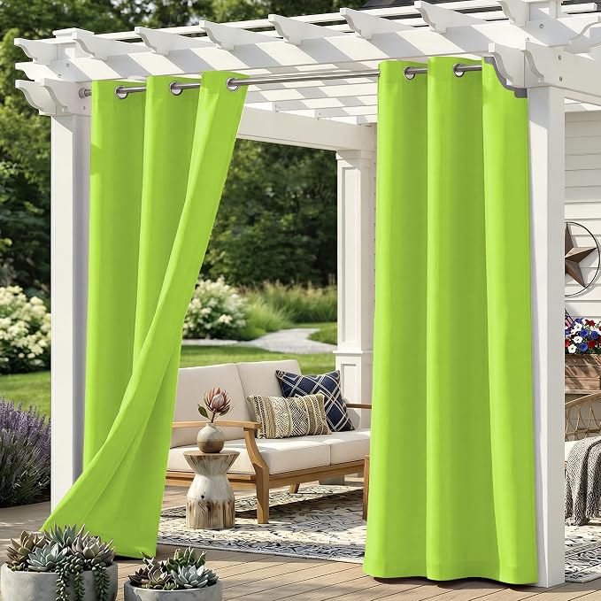 Set of 4 Outdoor Curtains for Patio Waterproof, Breathable Grommet Panels for by Sunshelf