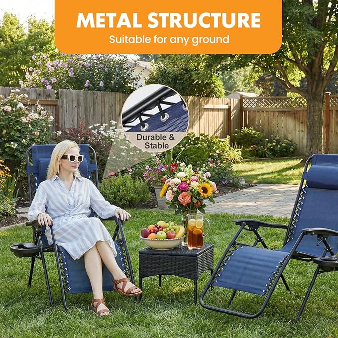 NEWBULIG Zero Gravity Chairs Set of 2, Lounge Chair Folding Portable Adjustable - Image 7