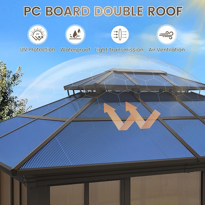 12x16 Sunroom Gazebo, Enclosed Outdoor Solarium - Image 5
