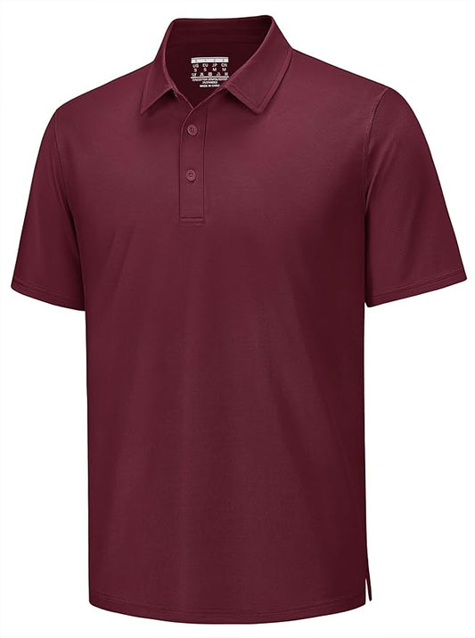 TACVASEN Mens Polo Shirts Short Sleeve Pique 3 Buttons Golf Polo Cooling Performance Moisture Wicking Shirt