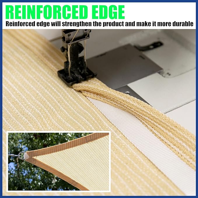 18' x 19' x 26.2' Brown Sun Shade Sail UPF50 Right Triangle SMTAPT12 Canopy - Image 5
